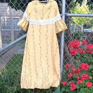 SHEIN Yellow and White Maxi Dress with Bell Sleeves